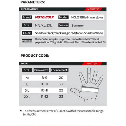 MOTOWOLF Motorcyclist Man Racing Sports Gloves Accessories Windproof Resistant All-Weather Motorcycle Gear Luvas for Men/Women