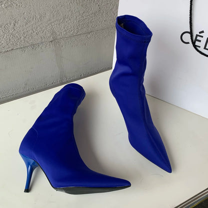 Eilyken New Spring Autumn Stretch Fabric Women Ankle Boots Sexy Pointed Toe High Heels Fashion Female Socks Pumps Shoes