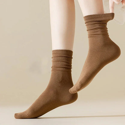 4 Pairs Women Socks Loose Socks Autumn Winter Japanese Style Ins Boneless Flat Seam Comfortable Mid Tube Cotton Socks Harajuku