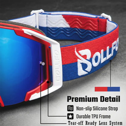 Youth MX Goggles with Tearoffs Windproof Motocross Glasses Men Dual-Cycle Defogging UV400 Protection Dirt Bike Enduro Goggles