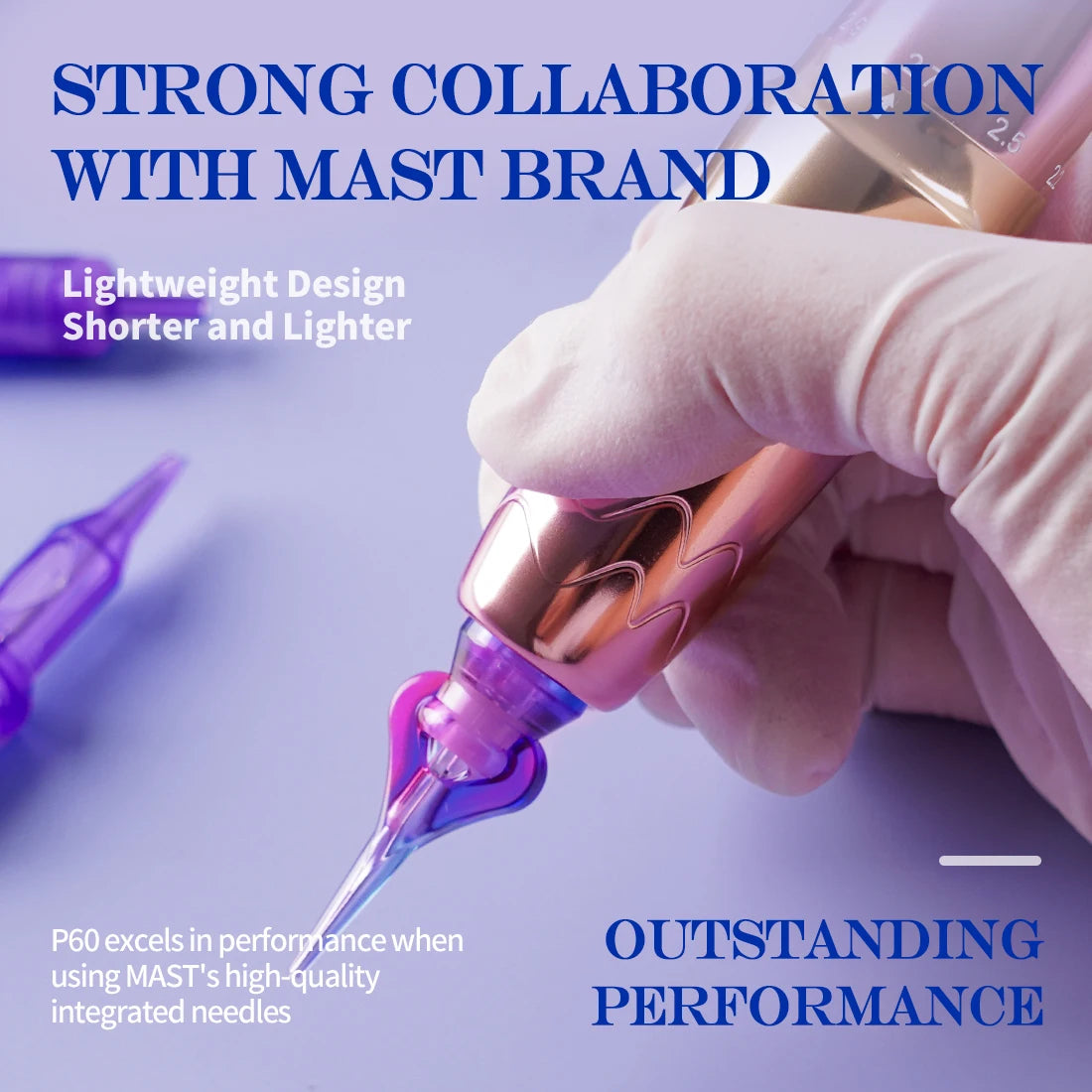 Mast P60 Wireless Tattoo Machine PMU Pen 5 Strokes Length 2.2mm - 3.2mm Permanent Makeup for Pro Artists Eyebrows Eyeliner Lip