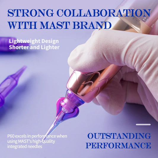 Mast P60 Wireless Tattoo Machine PMU Pen 5 Strokes Length 2.2mm - 3.2mm Permanent Makeup for Pro Artists Eyebrows Eyeliner Lip