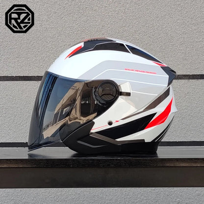 ORZ Motorcycle Helmet Half Face Double Lens Moto Four Seasons Men Women Street Fashion Helmet Capacete De Moto Safety