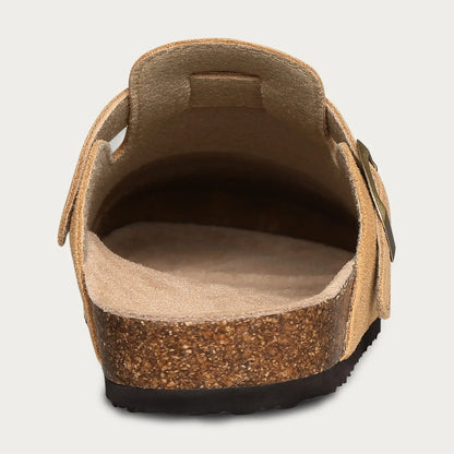 Kidmi New Cow Suede Women's Potato Shoes With Adjustable Strap Cork Insole Mules Outdoor Unisex Clogs Slippers With Arch Support