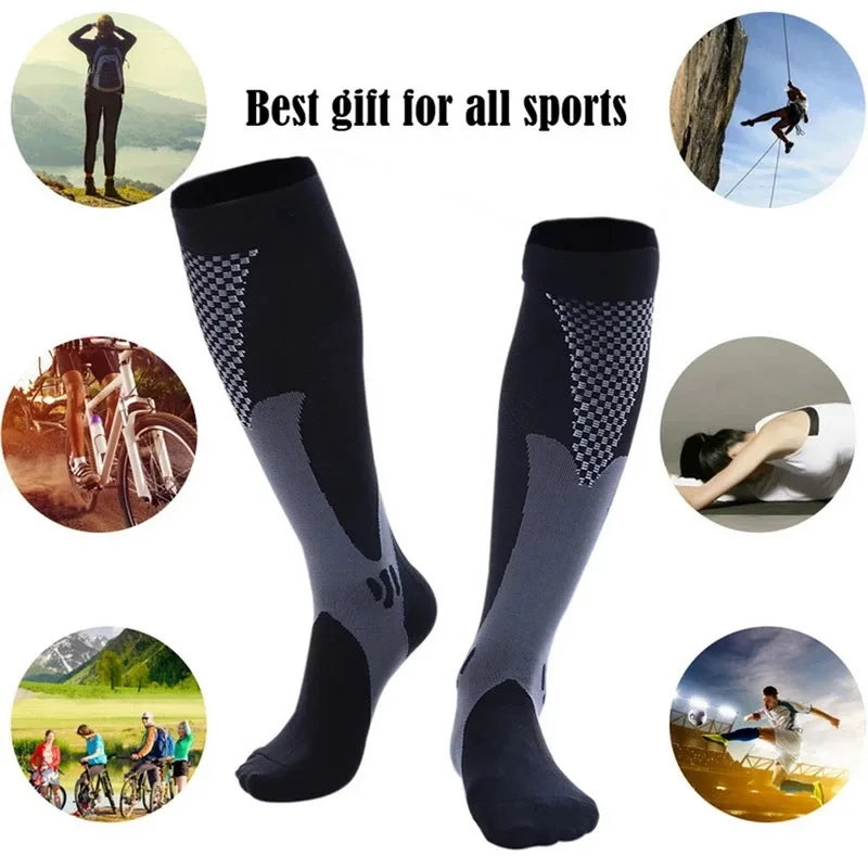 3/6/7 Pairs Compression Socks Women Medical Edema Running Socks Men Knee Length Cycling Socks  Football Basketball Outdoor trave