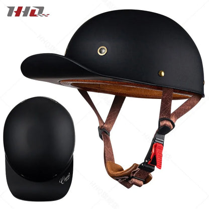 Retro Bucket Half Helmet for Men & Women - Motorcycle & Electric Bike Safety Helmet