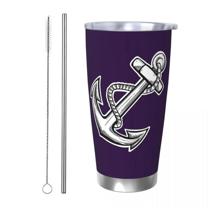 Fremantle Dockers Anchor Stainless Steel Tumbler Vacuum Insulated Mugs Thermal Cold Cup Straw With Lid 20oz