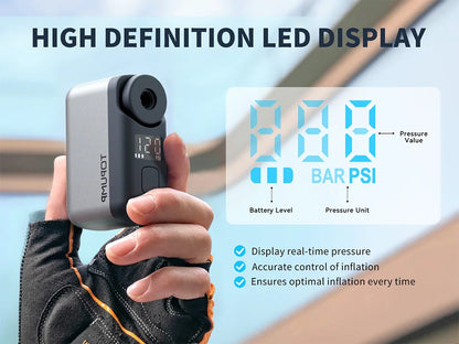 TOPUMP TB2 PRO Electric Mini Portable Pump for Bike Cordless Tire Inflator 120PSI Max 450mAh Battery with Display Fast Charging