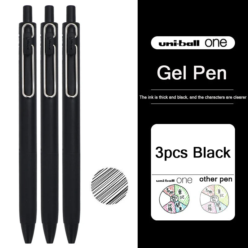 uni-ball one Mitsubishi Limted Gel Pen,Black/Red/Blue/Navy Blue Core Black Technology Signing Canetas for homework,test,meeting