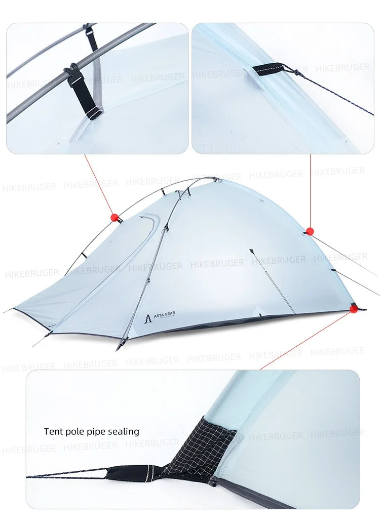 ASTA GEAR Qiusuo 2P Ultralight Tent Outdoor Camping Self-standing Tent 10D Nylon Waterproof Windproof Hiking Mountaineering