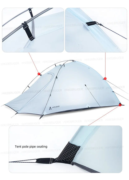 ASTA GEAR Qiusuo 2P Ultralight Tent Outdoor Camping Self-standing Tent 10D Nylon Waterproof Windproof Hiking Mountaineering