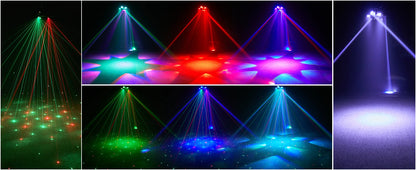 Yiflamefly 150W Moving Head DJ Lights 6 Arms Party Lights RGBW 4IN1 LED Stage Lighs DMX512 For Wedding Party Disco KTV Wedding