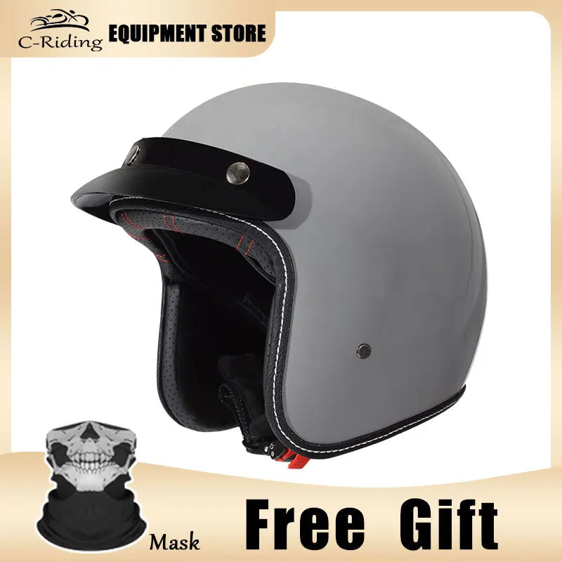 Hot Sale Open Face Helmet Retro 3/4 Jet Motorcycle Helmets Men ABS Shell Safty Cap German Style Four Seasons DOT Approved
