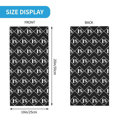 One Percenter 1% Bandana Neck Gaiter Printed Motorcycle Club Biker Wrap Scarf Multifunctional Headwear Outdoor Unisex Adult