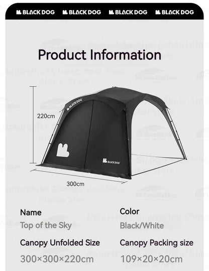 BLACKDOGAutomatic Dome Shelter Tent Self-supporting Quick Open Black Coating Outdoor Camping Canopy Expand Tarp Traveling Family