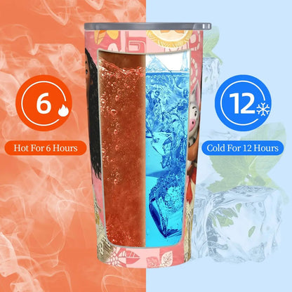 Moana and Pua Cartoon Movie Insulated Tumbler with Straws Stainless Steel Coffee Mugs Double Wall Car Bottle Cups 20oz