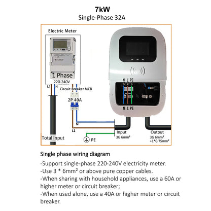 JIGU SAE J1772 EV Charger Type 1 Wallbox Electric Vehicle Charging Station EVSE 7KW 32A 220V 1 Phase Car Charger With Screen