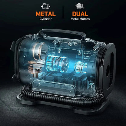 110V-230V AC/DC Dual Power Portable Inflation Pump Car Air Compressor for Home Auto Dual Inflatable Boat Bicycle Tire Inflator