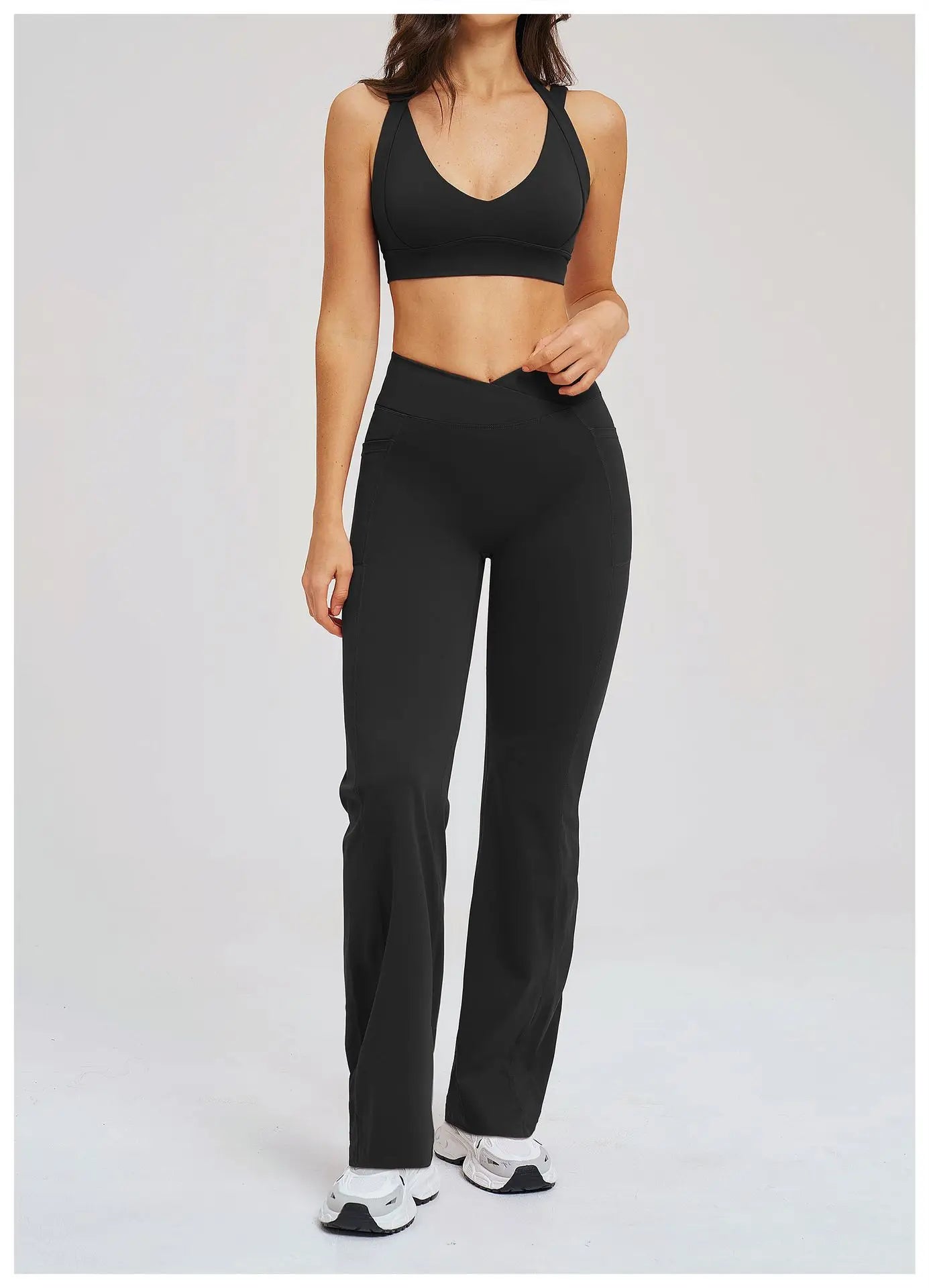 2 Piece Yoga Clothes Women's Sexy Wear Sexy Sport Bra High Waist Flared Pant Fitness Suit Gym Workout Jogging Sports Yoga Set
