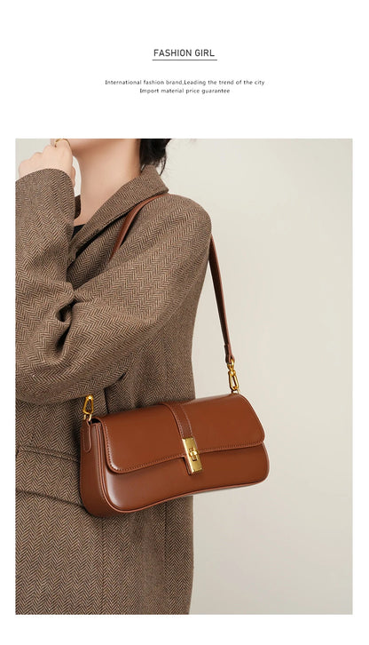 Toptrends Elegant Genuine Leather Underarm Shoulder Bags For Women 2025 Luxury Designer Crossbody Purses Saddle Ladies Handbags