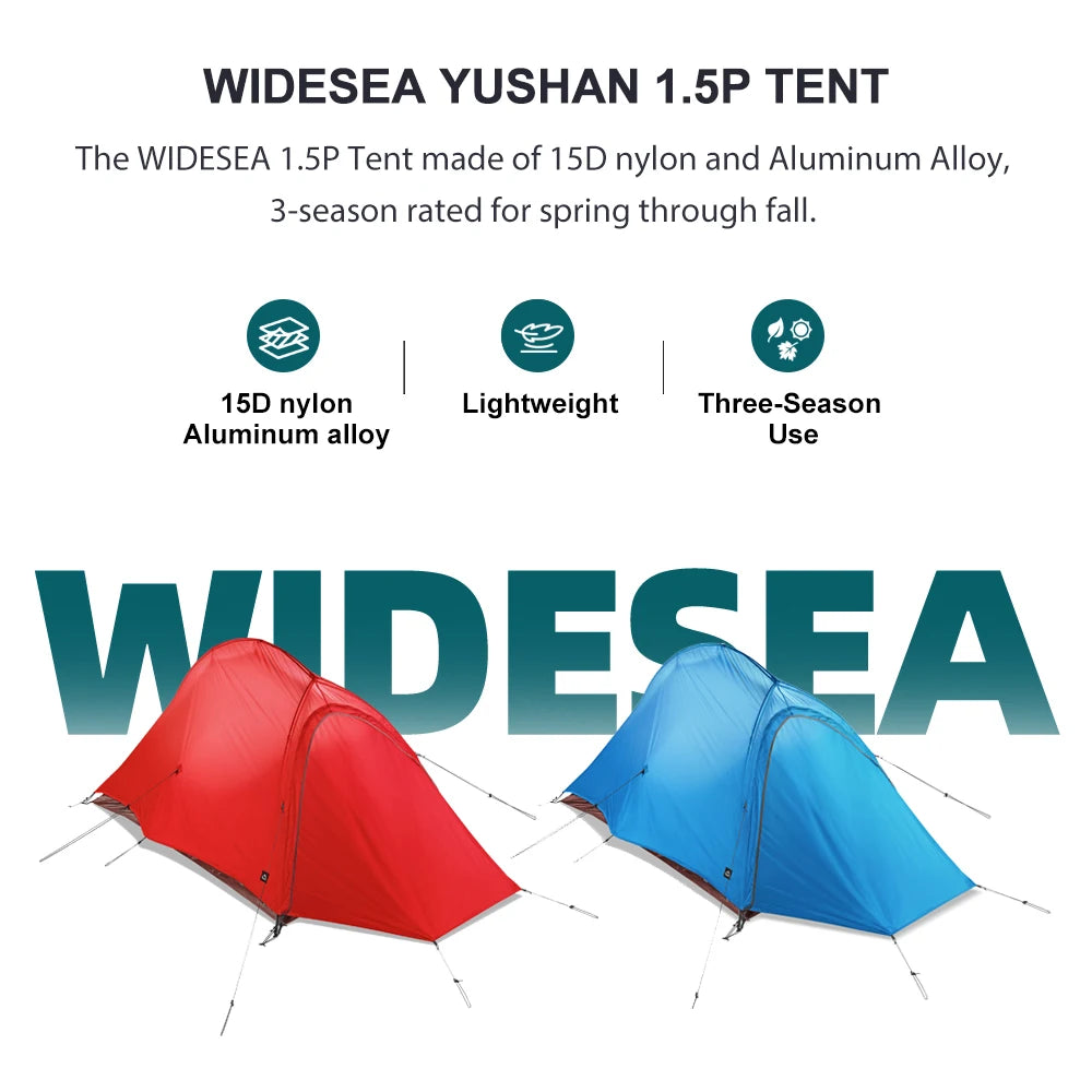 WIDESEA Outdoor Camping 1.5 person Double-Layer Fish Spine tent 15D Nylon Silicone-Coated  Lightweight for Hiking & camping
