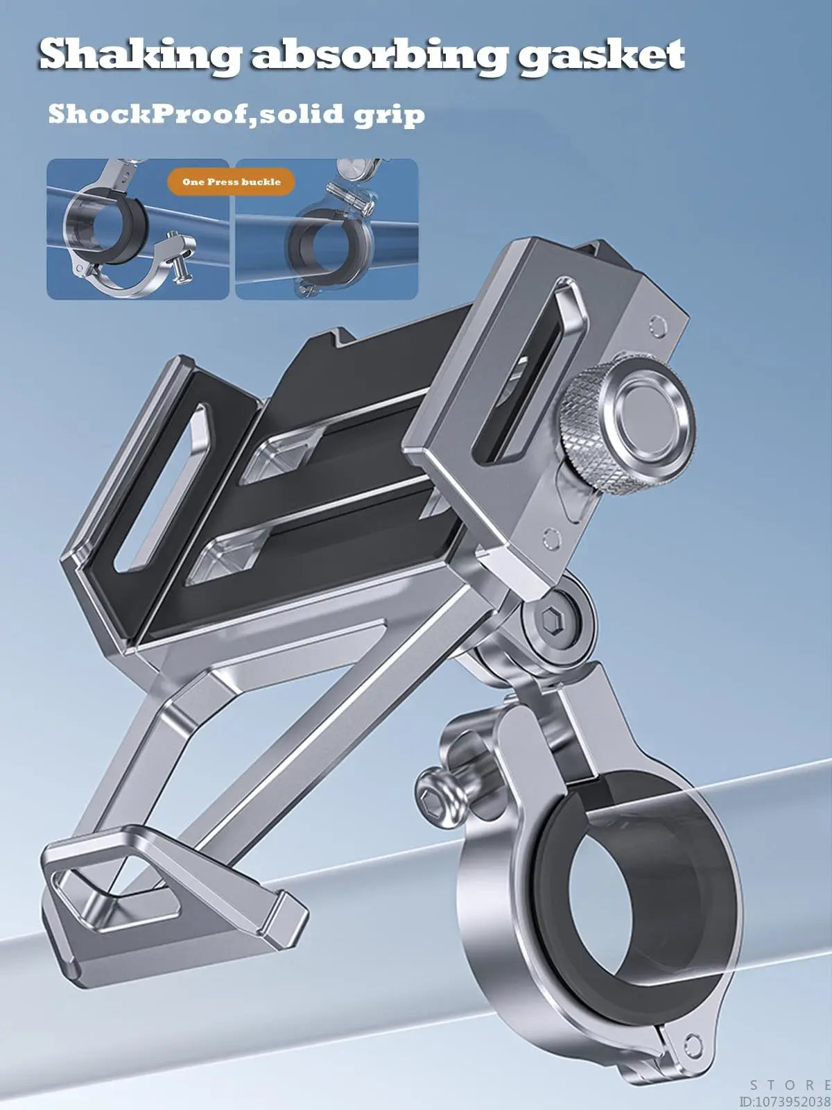 Aluminum Mobile Phone Holder for Motorcycle, Handlebar Bike Phone Mount,Suitable for Cycling, Mountain and Off-road
