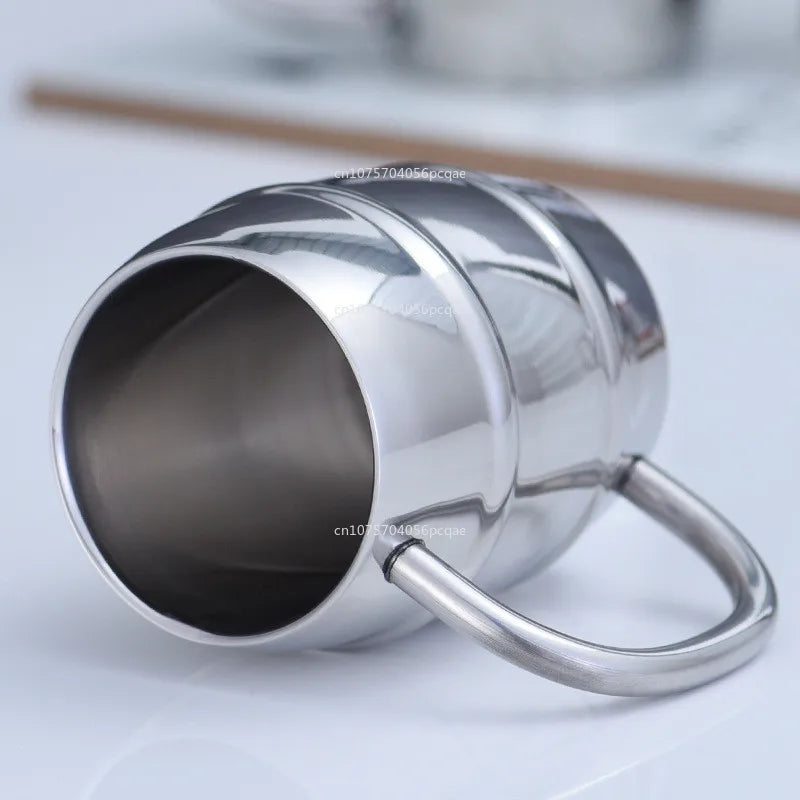 Hot Sale Double Wall Stainless Steel Beer Mug Portable Coffee Tea Cups Travel Tumbler Office Use Water Cup with Handle Drinkware