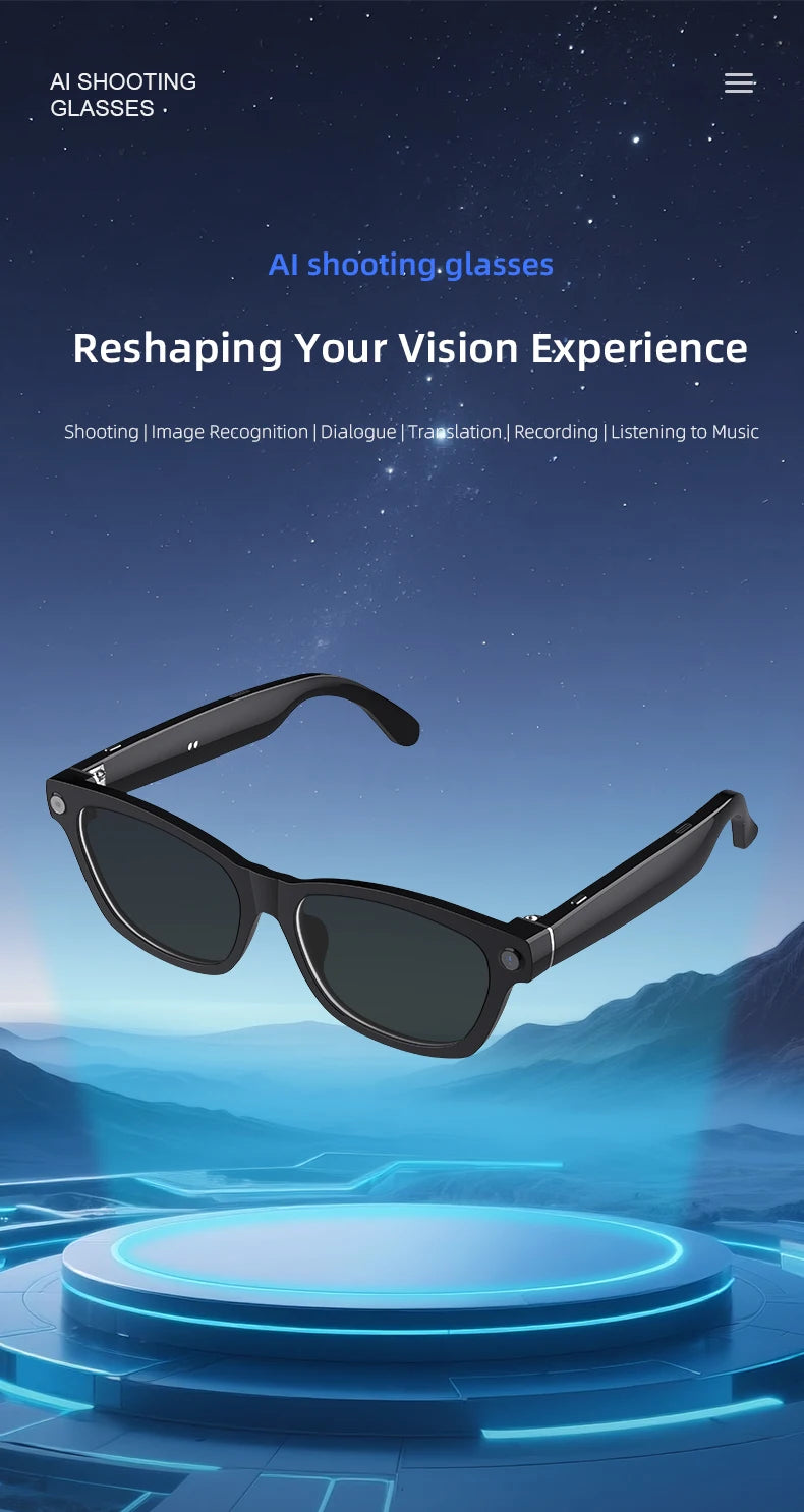New Wifi AI Smart Glasses HD1080P Anti-shake Camera Video Glasses Voice Call Noise Reduction Wireless Bluetooth Headset Goggles
