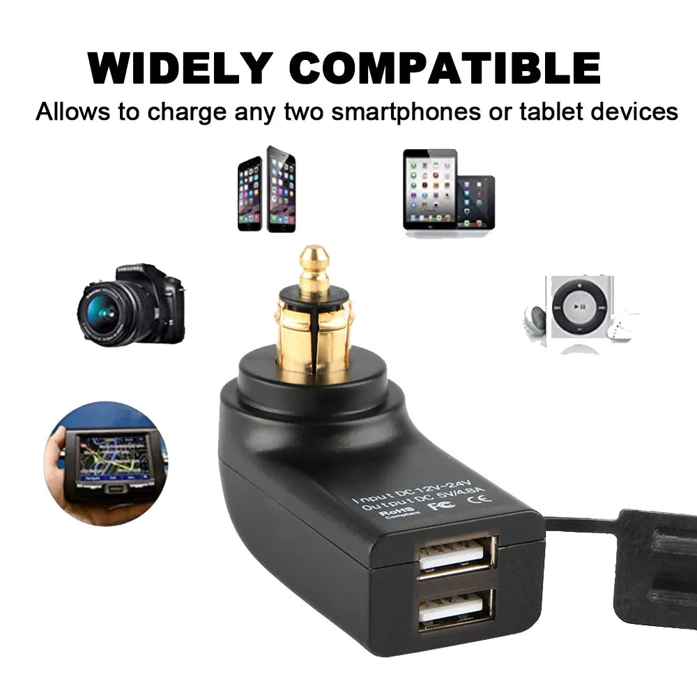 Motorcycle Dual USB Socket Charger Adapter Accessories For BMW R1200RT F850GS F700GS F800 GS/ST R1300GS ADV R12 R1200GS R1250GS