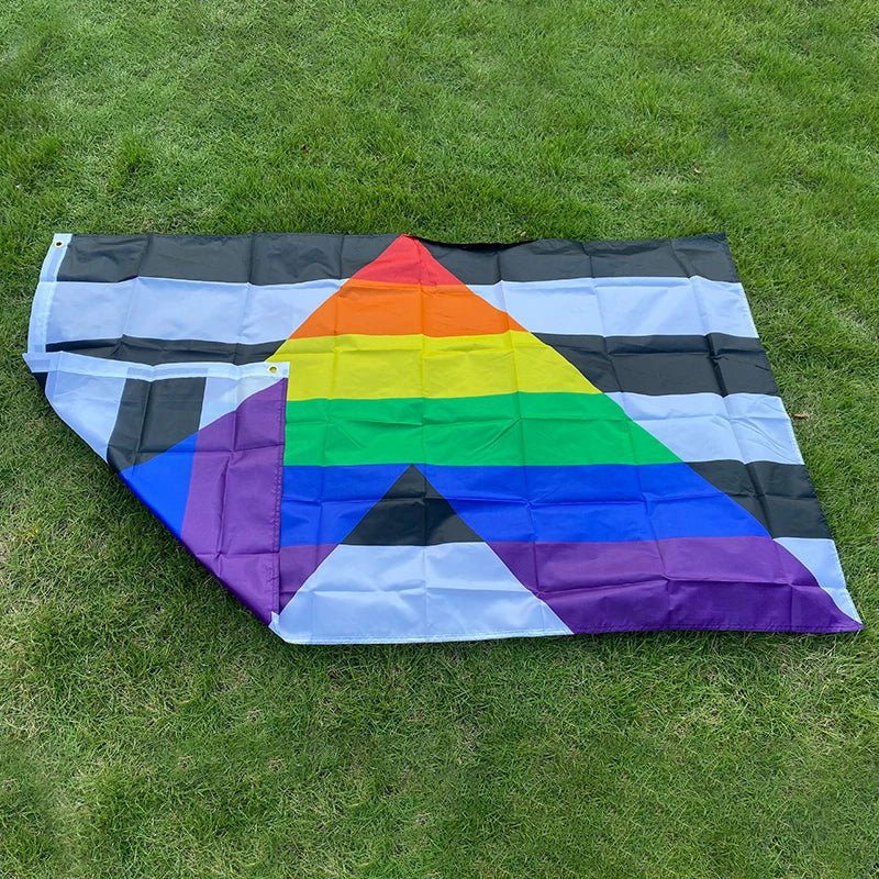 Aerlxemrbrae Rainbow Flag 150X90CM Banner Polyester Grommets LGBT Rainbow Pride Gay Straight Ally Flag