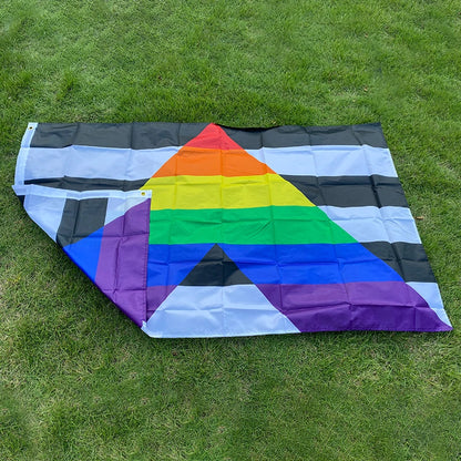 Aerlxemrbrae Rainbow Flag 150X90CM Banner Polyester Grommets LGBT Rainbow Pride Gay Straight Ally Flag