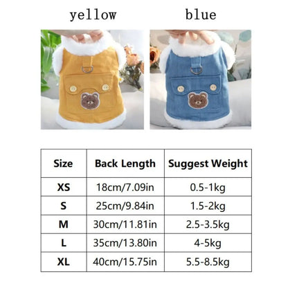 Creative Soft Bear Pattern Dog Clothes Comfortable Stylish Pet Cotton Coat Polyester Thick Pet Warm Vests Pomeranian