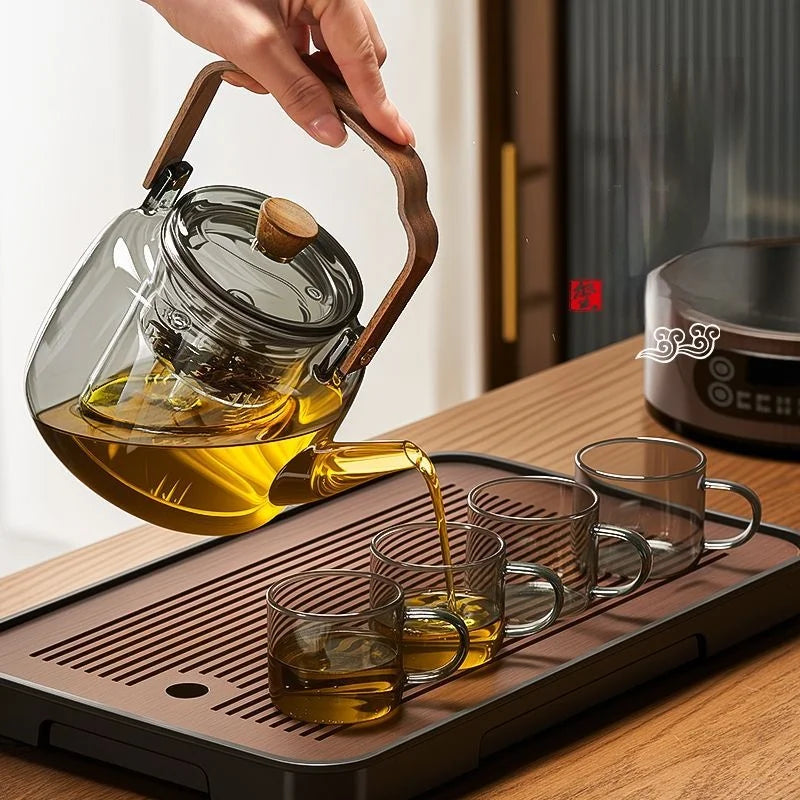 GIANXI Chinese Kung Fu Tea Set Glass Boiling Teapot Tea Water Separation High Temperature Tea Special Samovar Teapot Health Pot