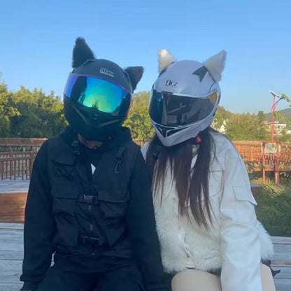 Motorcycle Helmet Cat Ears Decoration Cute Plush Stickers Motocross Helmet Full Face Off Road Helmet Decor Cosplay Styling