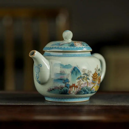 240ML Jingdezhen Porcelain Teapot Retro Old Pottery Mud Pot Tea Maker Kettle Ice Cracked Glaze Tea Services Accessories Craft