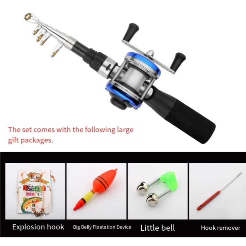 1.15m Portable Mini Telescopic Short Spinning Fishing Pole Pocket Travel Fishing Rod For Saltwater Freshwater Fishing Accessorie