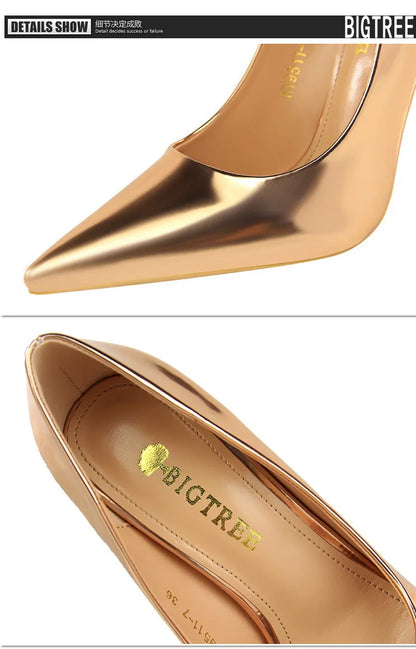 BIGTREE Shoes Classic Pumps Patent Leather Women Pumps Fashion Women Wedding Shoes High Heels Stiletto 10.5 Cm 7.5 Cm Lady Shoes