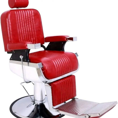 Sturdy Vintage-Style Barber Chair with Recline, 500lb Capacity, 360° Swivel for Salon & Spa, Red Customized