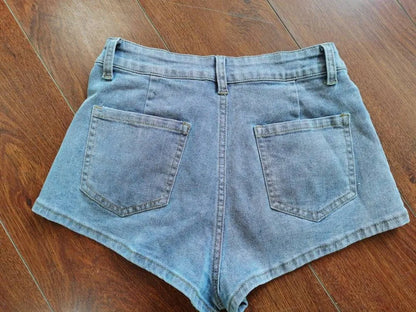 Autumn Outfits for Women 2024 Denim Jacket Shorts Two Piece Sets Streetwear Diamonds Distressed Short Pants Buttons Coat Suit