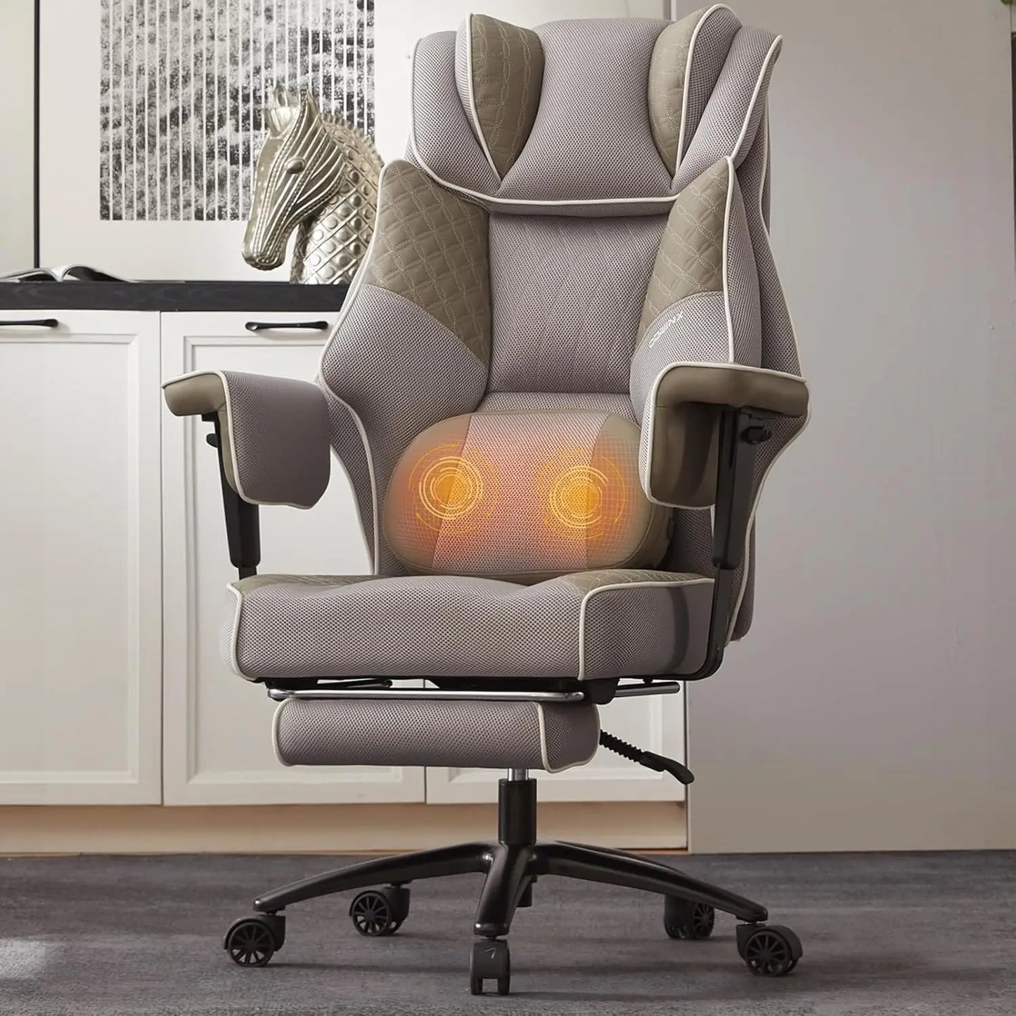 Big and Tall Office Chair with Massage Lumbar Support,Executive Office Chair with Wide Thick Seat Cushion and, Customized