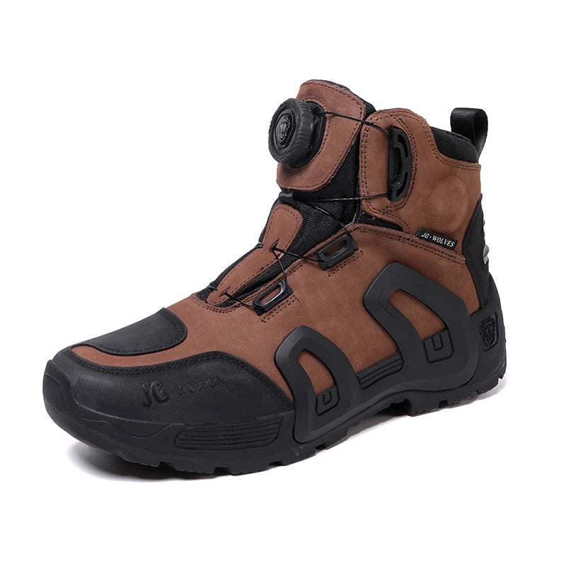 Motorcycle Riding Boots Waterproof Cowhide Leather Breathable Anti-Slip Wear-Resistant Touring Moto Shoes for Men Women