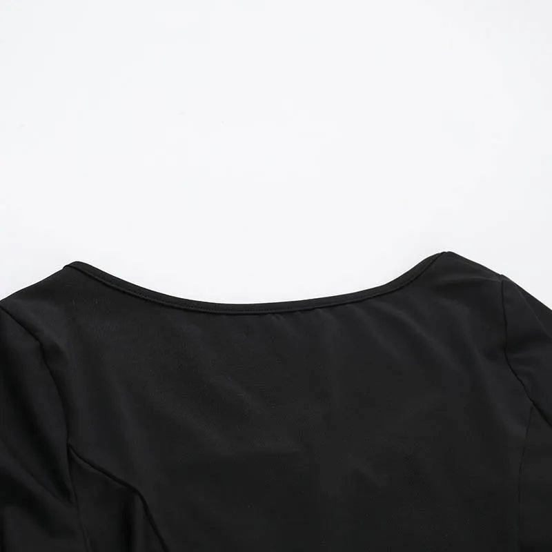 Goth Dark Cospaly Partywear Women Fashion Batwing Sleeve Mini Dress Elegant Slim Pleat Bodycon Dresses Mall Gothic Alt Teachwear