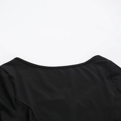 Goth Dark Cospaly Partywear Women Fashion Batwing Sleeve Mini Dress Elegant Slim Pleat Bodycon Dresses Mall Gothic Alt Teachwear
