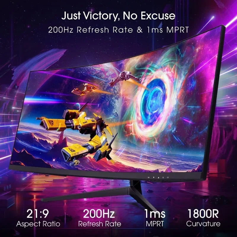 30-inch Curved Gaming Monitor 21:9 2560x1080 Ultra Wide/ Slim HDMI DisplayPort up to 200Hz Build-in Speakers, Metal Black