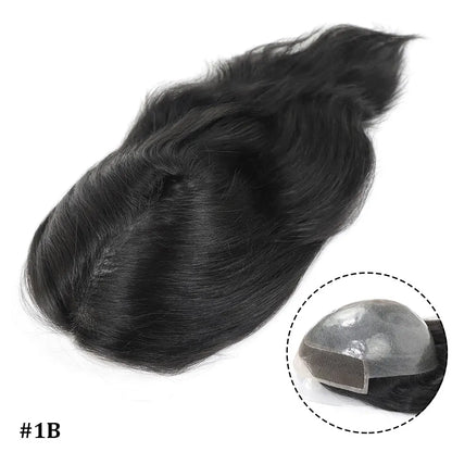 Brown Long Human Hairpieces Men's Toupee Natural Hairline Lace Front Male Wig Breathable Lace With PU Hair Replacement Systems