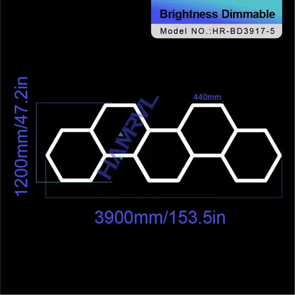 Hexagon Dimmable LED Ceiling Light Modern Honeycomb Panel with 3-Level Dimming 100%/50%/20% for Living Room Bedroom Salon Garage