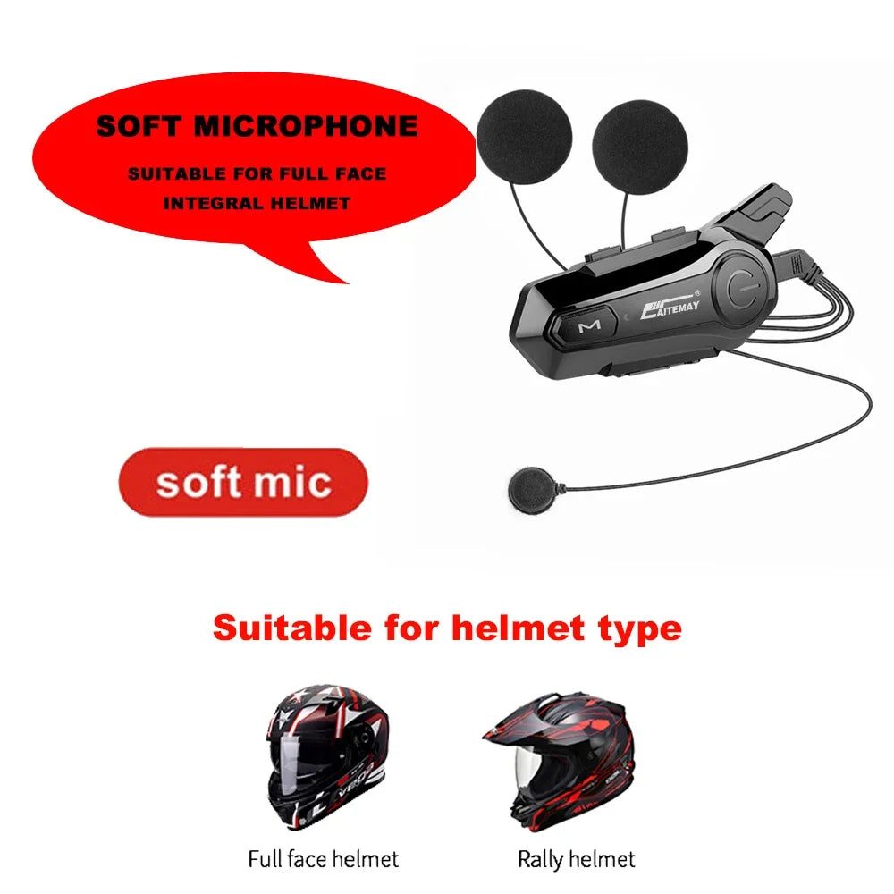 X1 Plus Motorcycle Bluetooth 1000M Intercom Helmet Headset For 2 Rider Intercomunicador Moto Waterproof Interphone Earphone