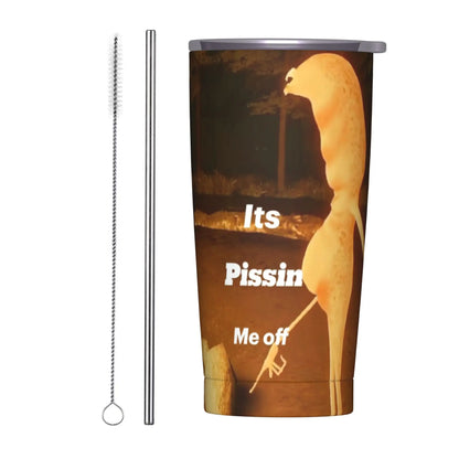 Marcus The Worm Christmas Meme  Tumbler With Straw  Stainless Steel Travel Mugs Double Wall Vacuum Insulated