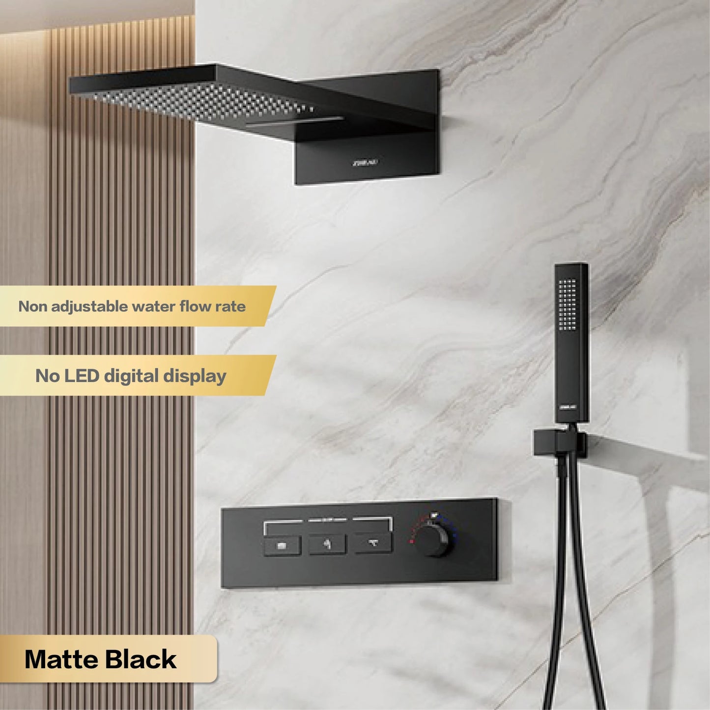 Luxury brass gun gray wall mounted shower system, wall mounted design with constant temperature LED digital display bathroom Tap