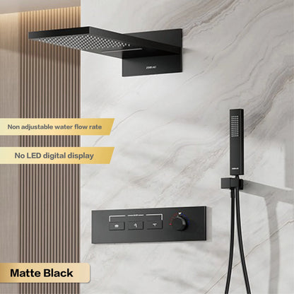 Luxury brass gun gray wall mounted shower system, wall mounted design with constant temperature LED digital display bathroom Tap